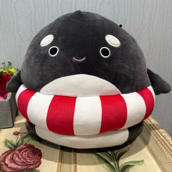 Squishmallows 12” Kai the Orca Whale Plush Summer Swim Ring Life Preserver - Picture 1 of 9